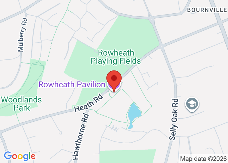 Map showing location of Rowheath Pavilion