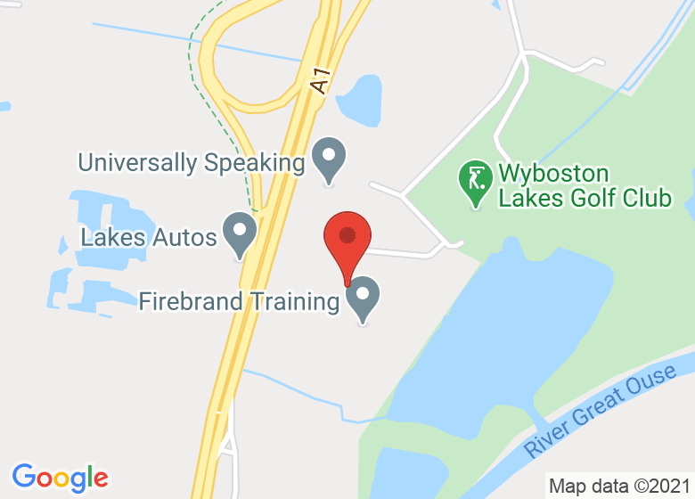 Map showing location of Wyboston Lakes - The Willows Training Centre