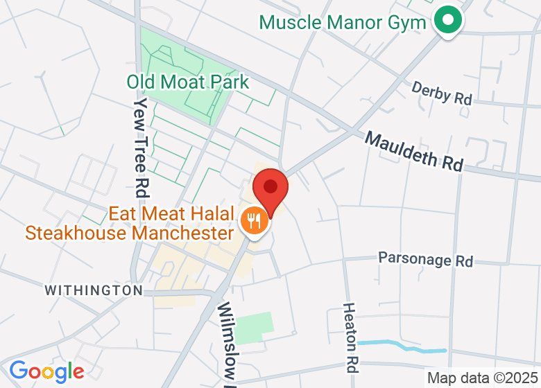 Map showing location of Withington Methodist Church