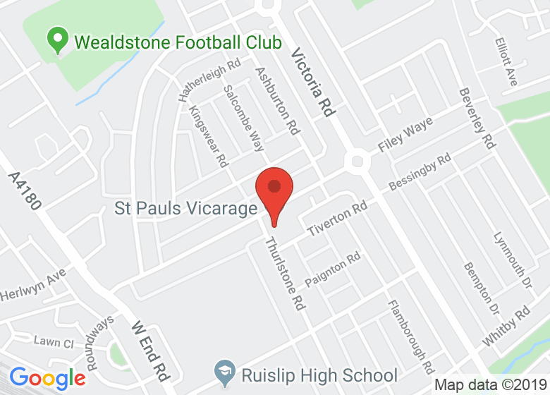Map showing location of St Pauls Vicarage