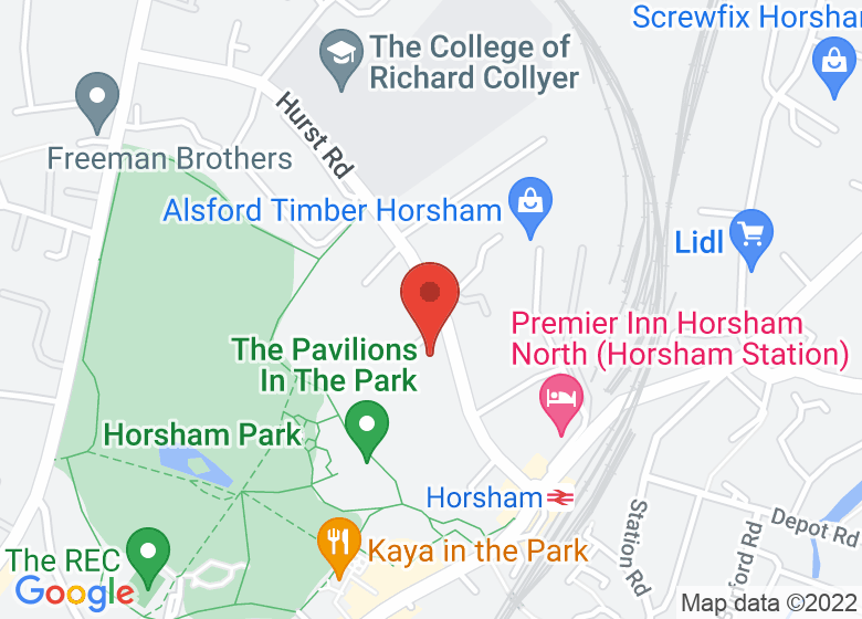 Map showing location of Horsham Youth Centre