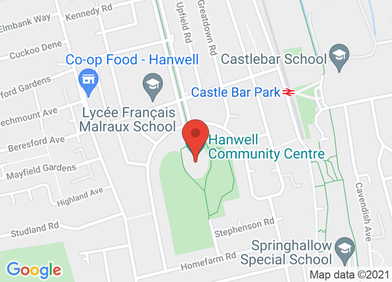 Map showing location of Hanwell Community Centre