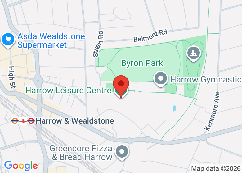 Map showing location of Harrow Leisure Centre