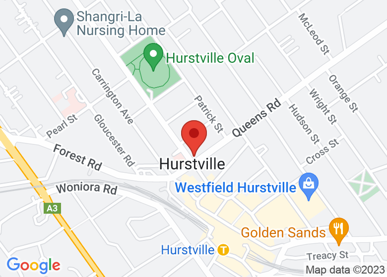 Map showing location of Hurstville Library and Service Centre
