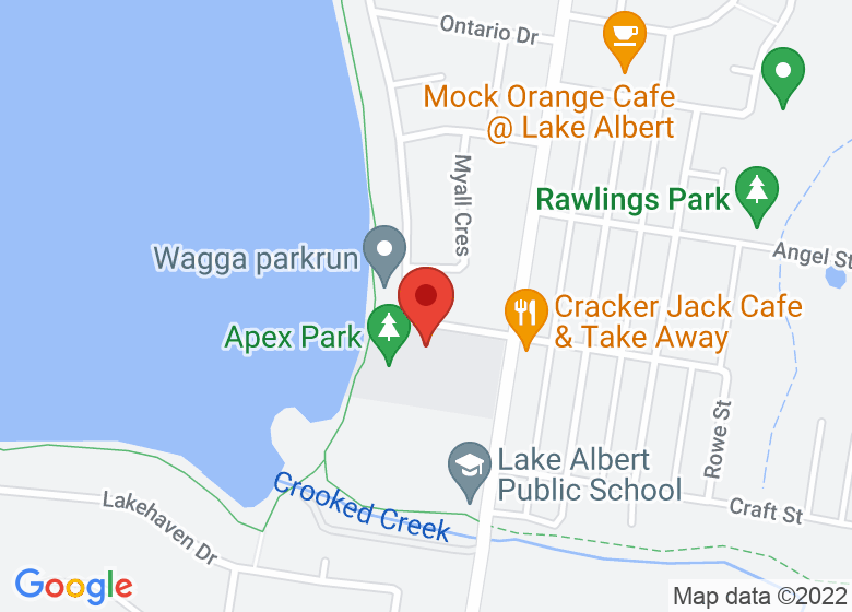 Map showing location of Lake Albert Hall