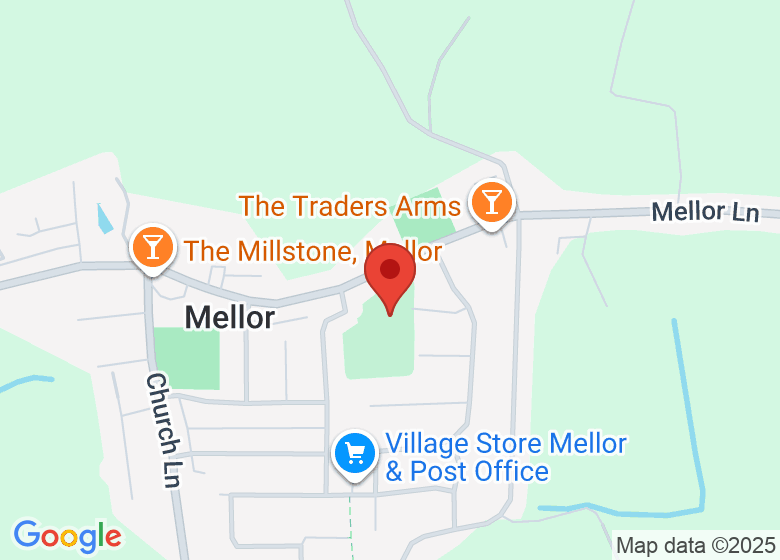 Map showing location of Mellor Village Hall