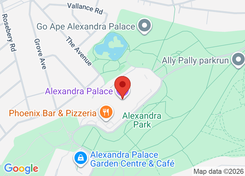 Map showing location of Alexandra Palace