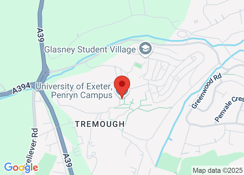 Map showing location of University of Exeter, Penryn Campus