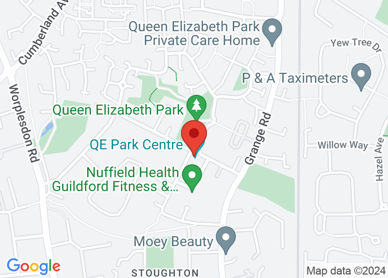 Map showing location of QE Park Centre