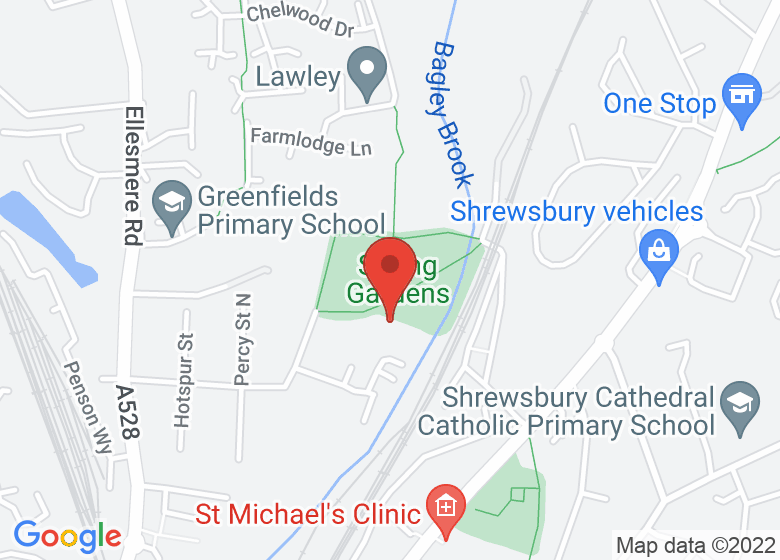 Map showing location of Greenfields Bowling Club