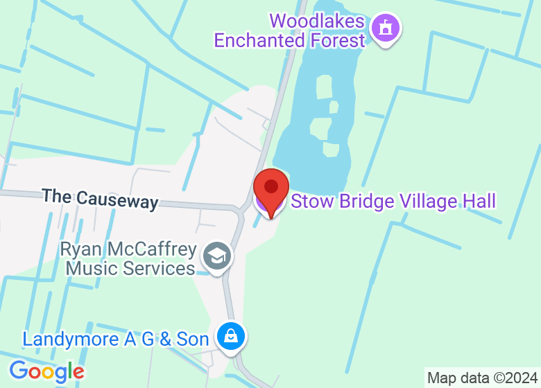 Map showing location of Stow Bridge Village Hall