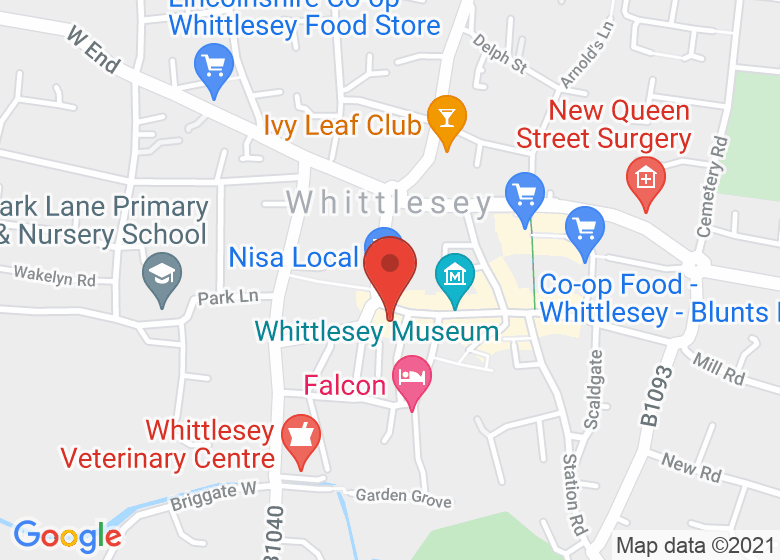 Map showing location of Whittlesey LIbrary