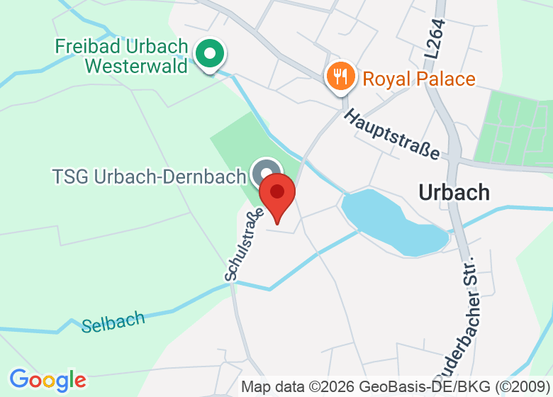 Karte mit Standort von Kita "Haus am Weiher" Urbach