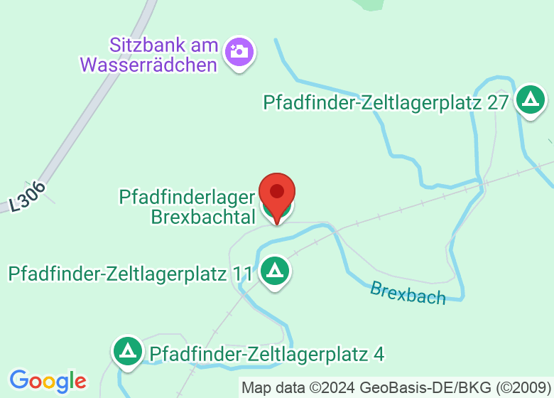 Map showing location of Baden-Powell-Haus im Pfadfinderlager Brexbachtal