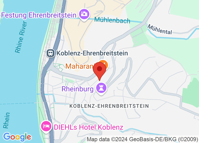 Map showing location of Kammermusiksaal Ehrenbreitstein