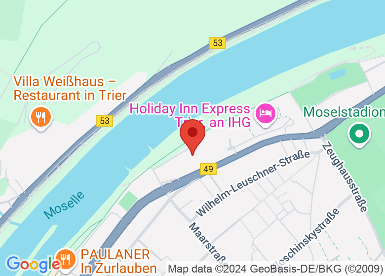 Karte mit Standort von Römerstadt-Jugendherberge Trier