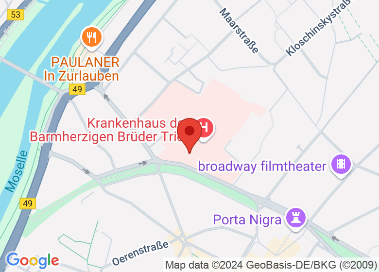 Karte mit Standort von Gästehaus der Barmherzigen Brüder Trier