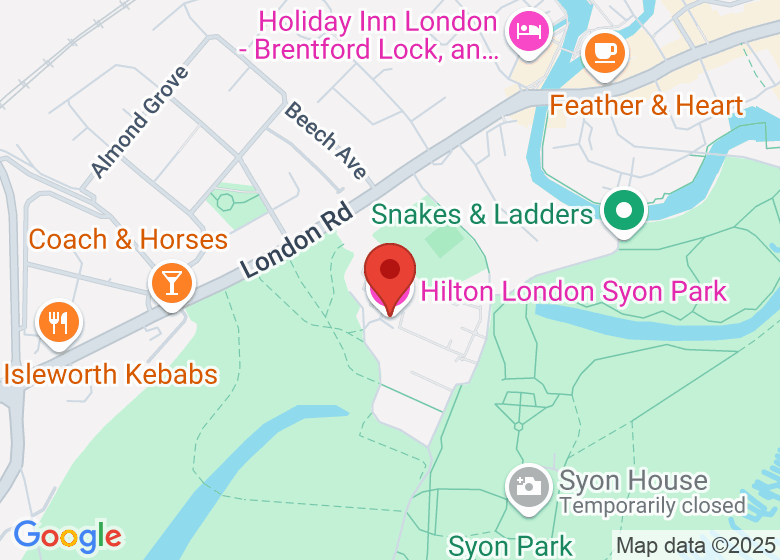 Map showing location of Hilton London Syon Park