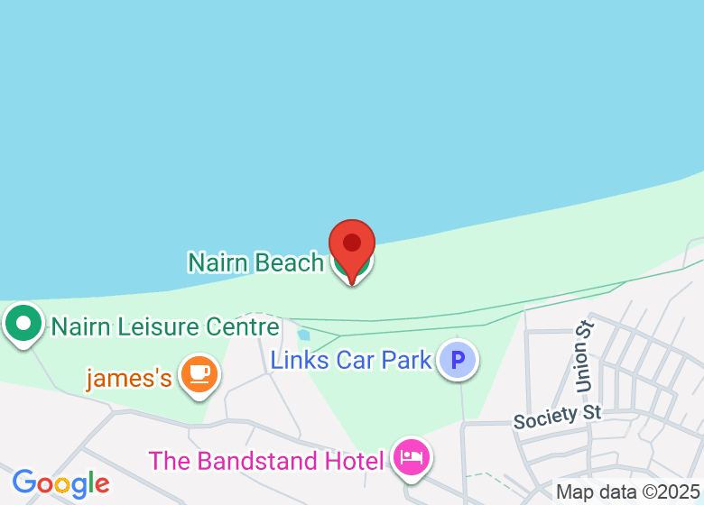 Map showing location of Nairn Beach