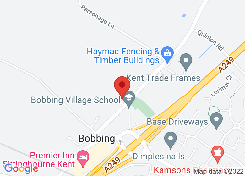 Map showing location of Bobbing Village Hall