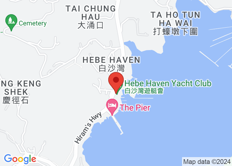 Map showing location of Hebe Haven Yacht Club 白沙灣白沙灣遊艇會