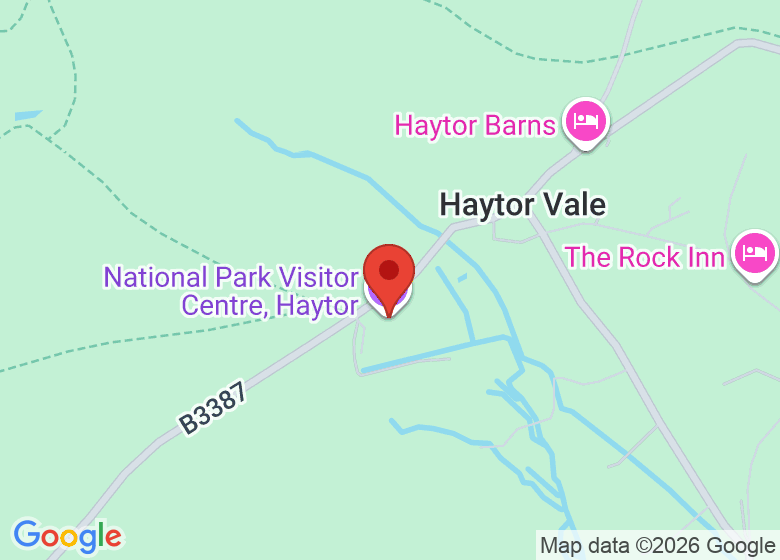 Map showing location of Haytor National Park Visitor Centre
