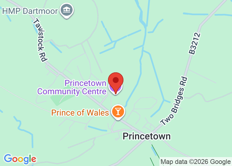Map showing location of Princetown Community Centre