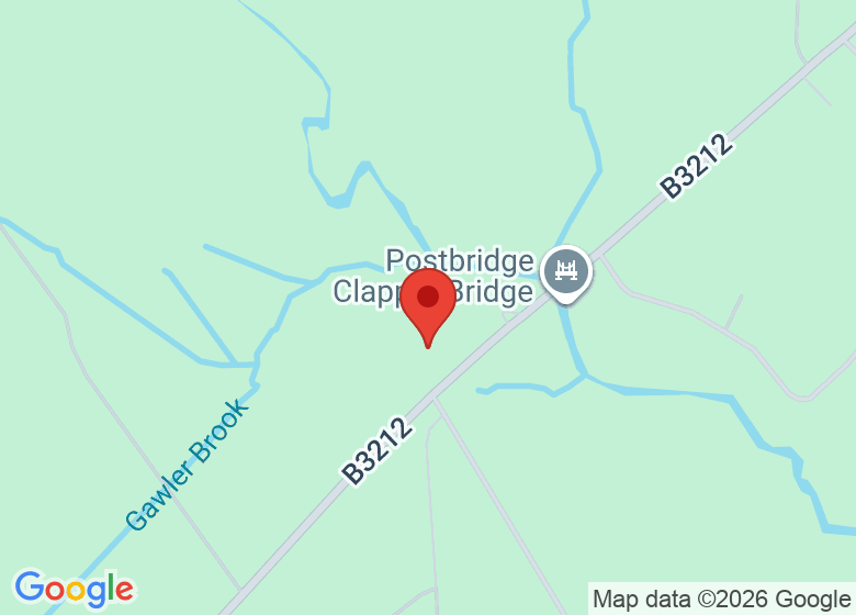 Map showing location of National Park Visitor Centre, Postbridge