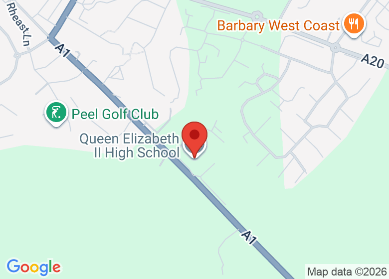 Map showing location of Queen Elizabeth II High School