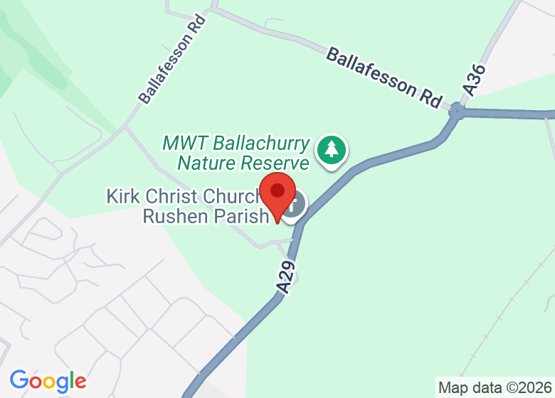 Map showing location of Kirk Christ Church, Rushen Parish