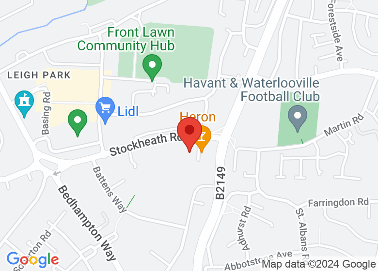 Map showing location of Leigh Park Baptist Church