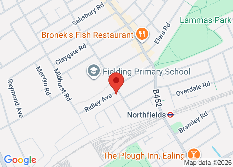 Map showing location of St Paul’s Church, Ealing