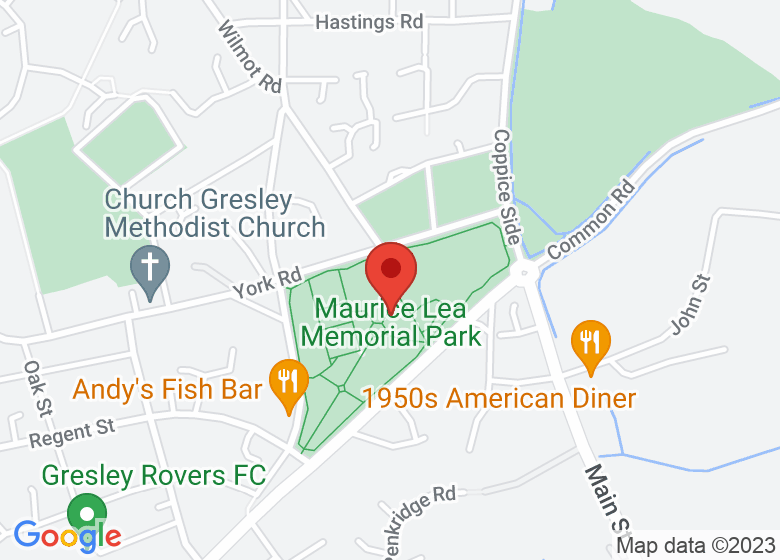 Map showing location of Maurice Lea Memorial Park