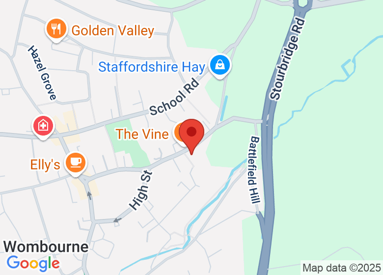 Map showing location of Wombourne Village Hall