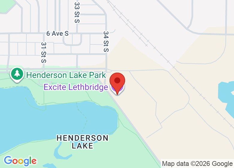Map showing location of Excite Lethbridge