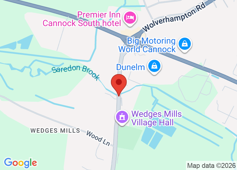 Map showing location of Wedges Mills Hall