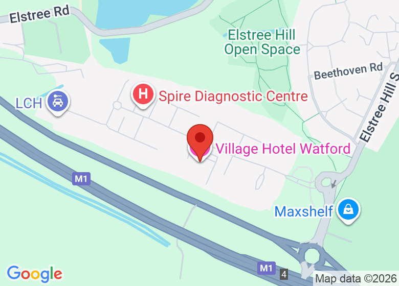 Map showing location of Village Hotel Watford