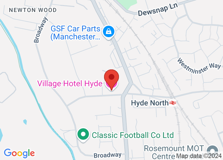 Map showing location of Village Hotel Hyde