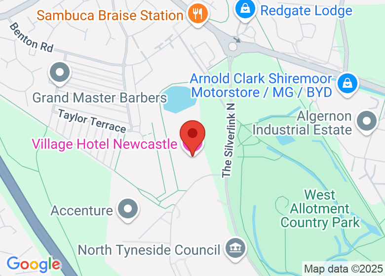 Map showing location of Village Hotel Newcastle