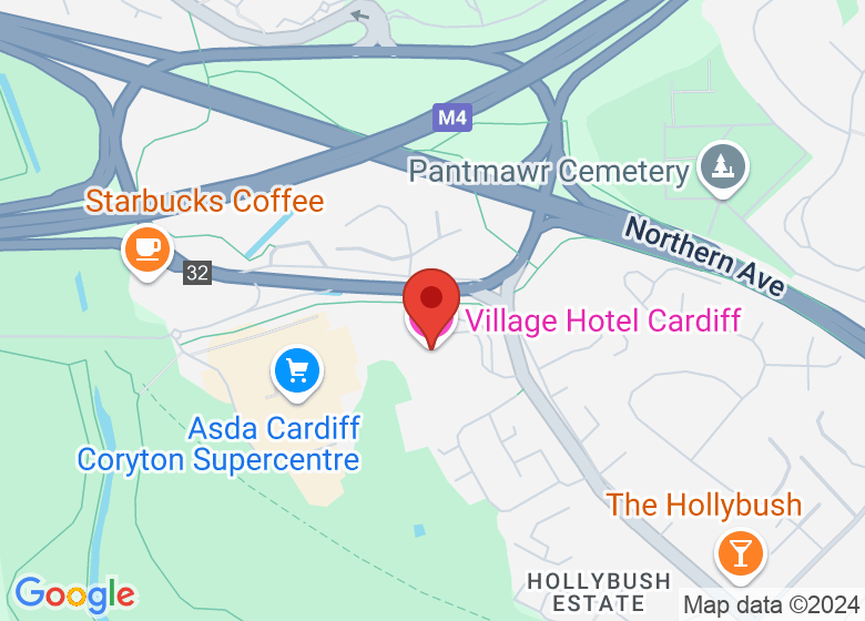 Map showing location of Village Hotel Cardiff