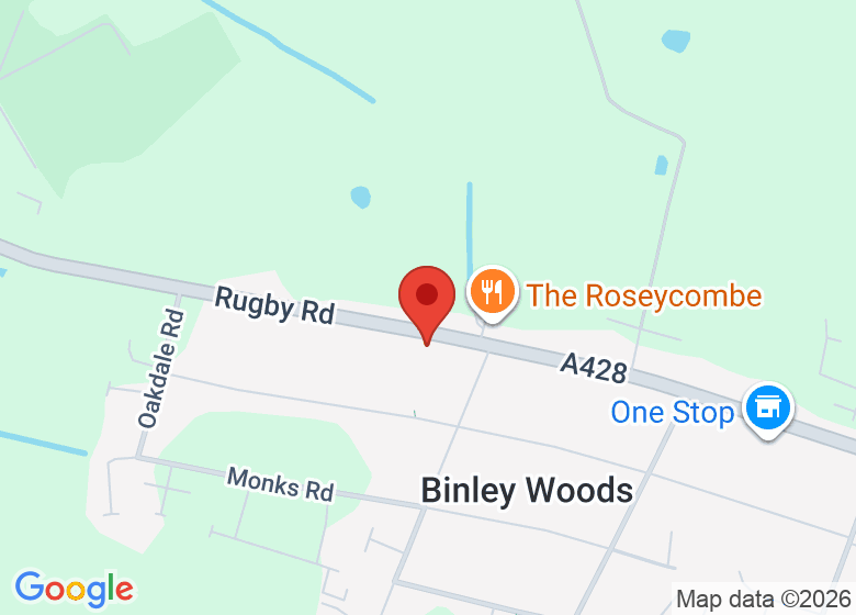 Map showing location of Binley Woods Village Hall