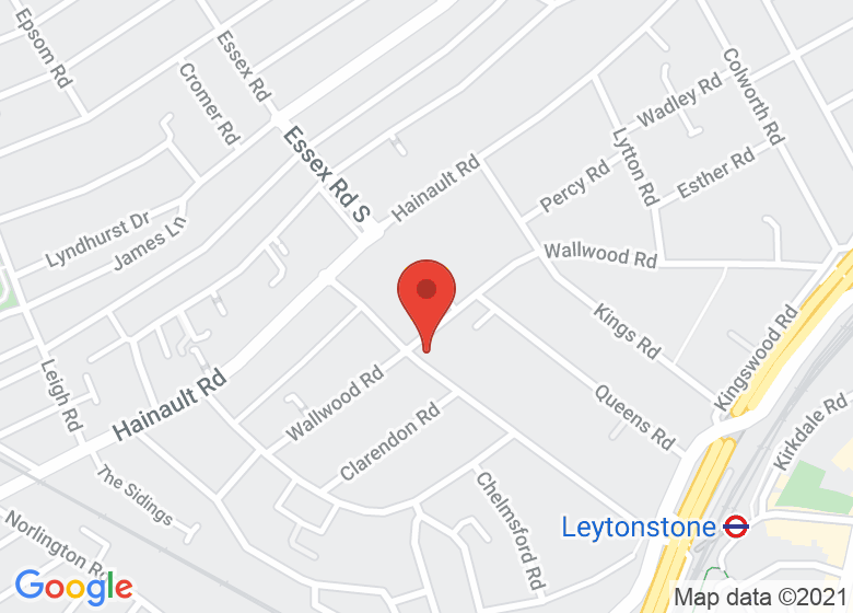 Map showing location of Leytonstone United Free Church