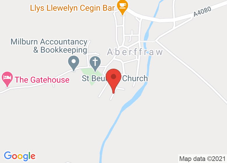 Map showing location of Aberffraw Village Hall