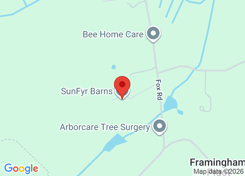 Map showing location of SunFyr Barns