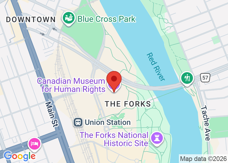 Map showing location of Canadian Museum for Human Rights