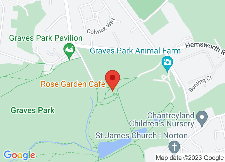 Map showing location of Rose Garden Cafe