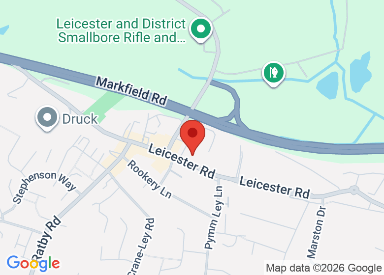 Map showing location of Groby Village Hall