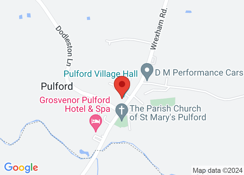 Map showing location of Pulford Village Hall