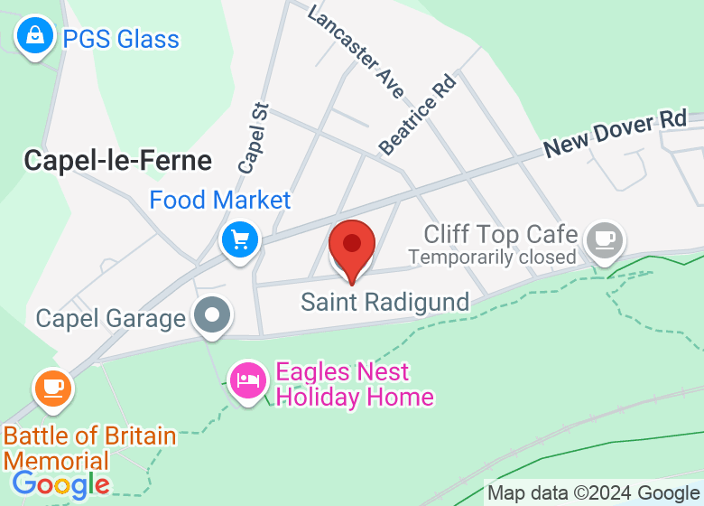 Map showing location of Saint Radigund
