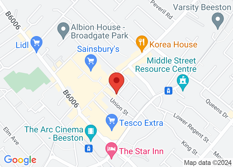 Map showing location of Oasis Christian Centre